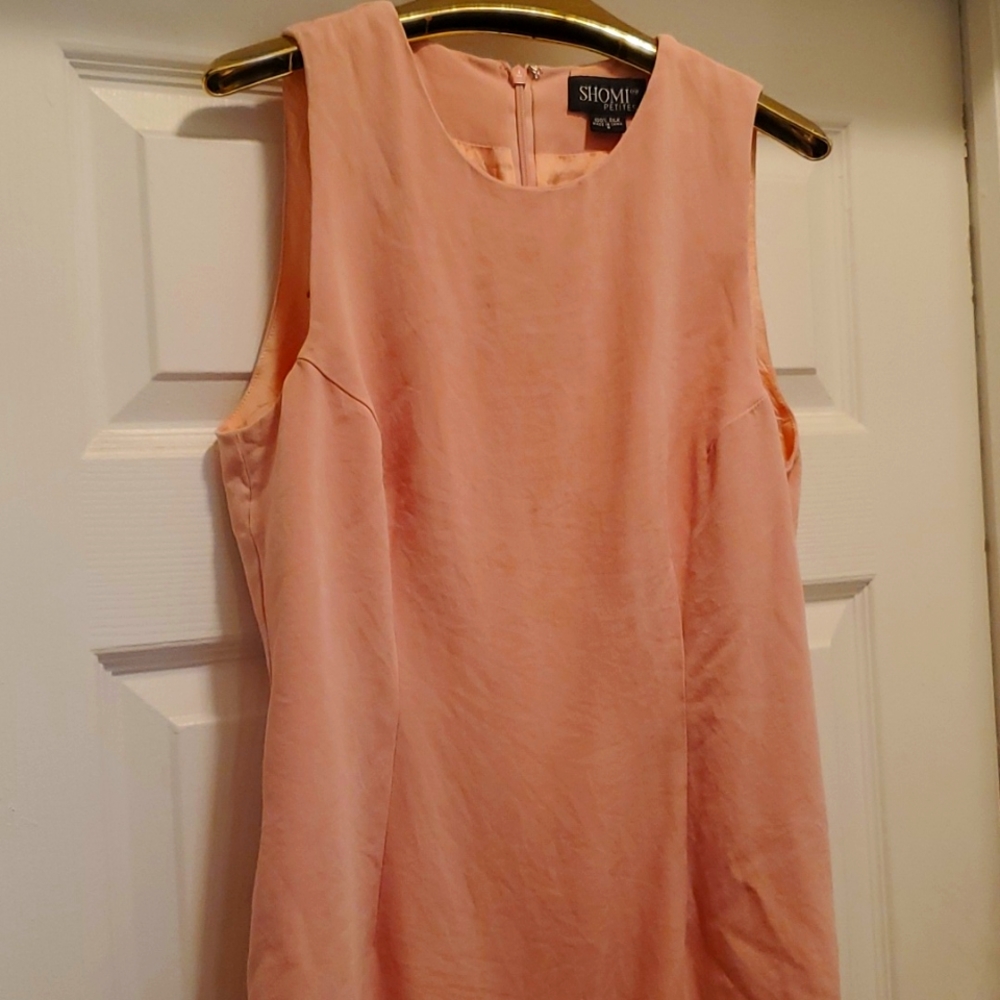 SHOMI, size 8, peach silk dress